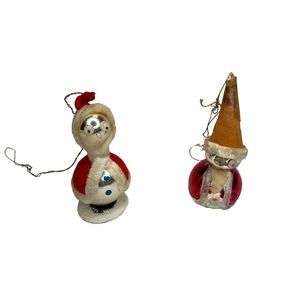 Vintage Christmas Googly Eyed Ornaments Set Of Two